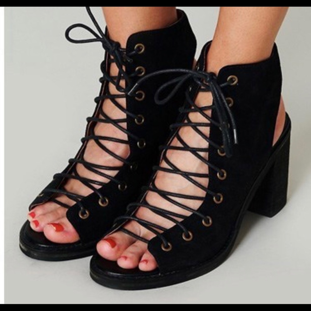 Jeffrey Campbell x Free People Lace-Up Booties 7.5